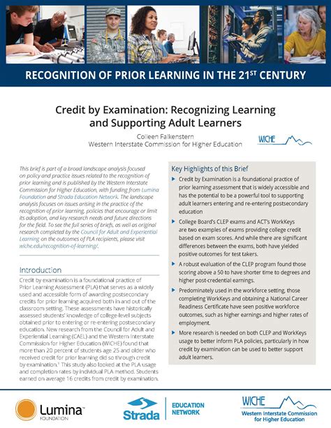 Credit by Examination: Recognizing Learning and Supporting Adult ...