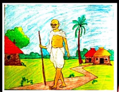 Gandhi Jayanti drawing : how to draw mahatma gandhi Jayanti Drawing For ...