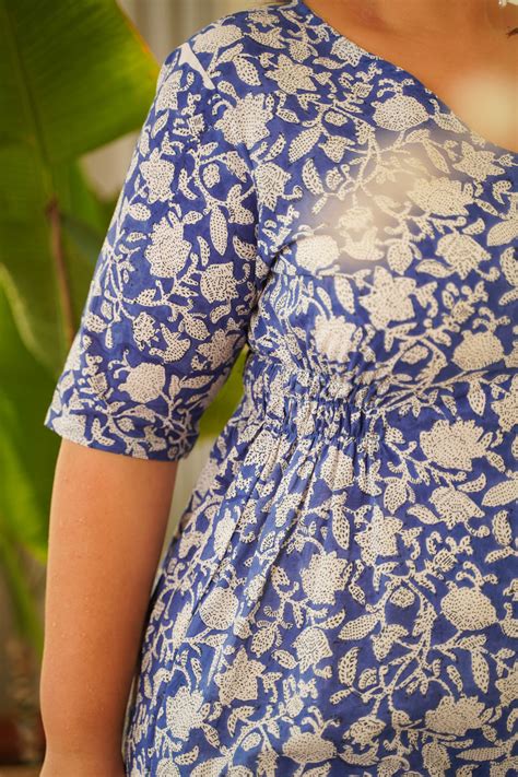 Cotton Blue Floral Printed Button Down Dress Plus Size – Nangaliaruchira