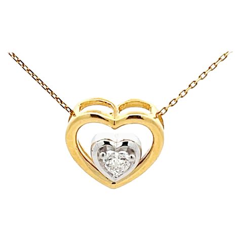 Heart Diamond Heart Necklace 14k Gold For Sale at 1stDibs