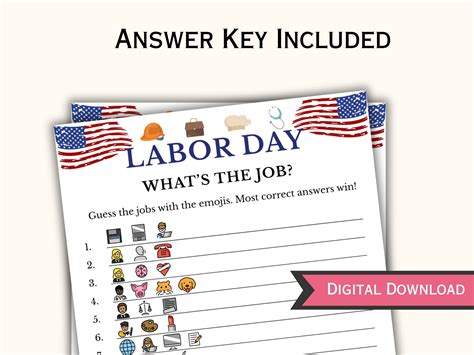 Labor Day Emoji Pictionary Game - Printable Labor Day Party Activity ...