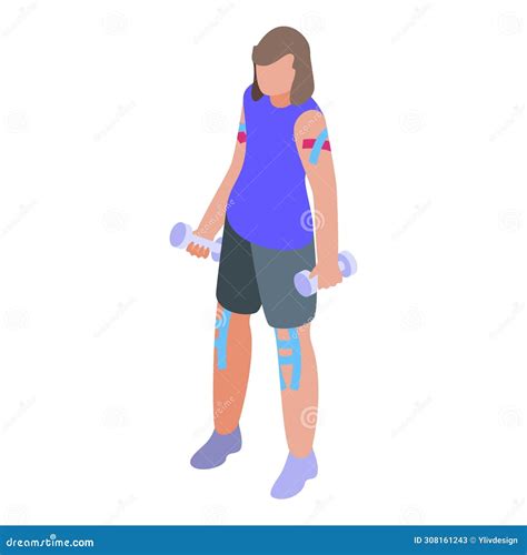 Hand Knees Kinesio Tape Icon Isometric Vector. Relief Pain Stock ...