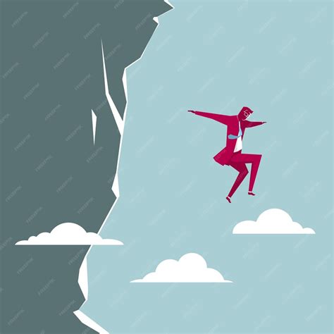 Premium Vector | Businessman jumped off the cliff. the background is blue.