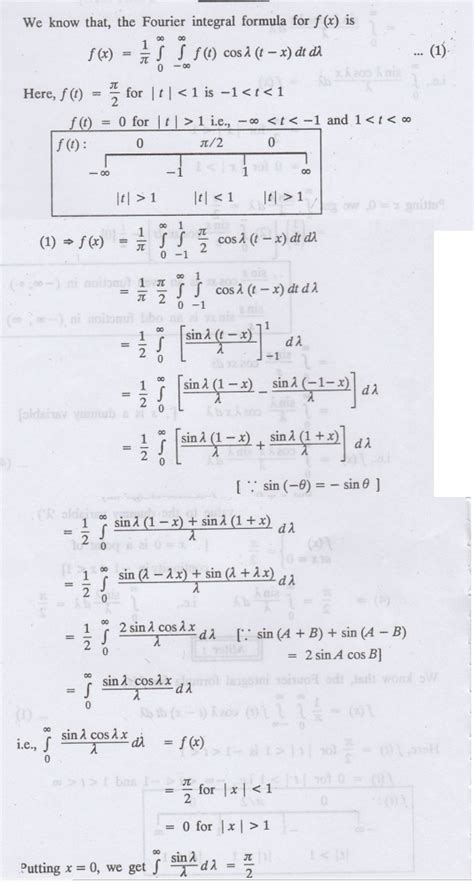 Statement Of Fourier Integral Theorem - Examples