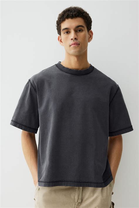 Men’s Black Boxy Fit Washed T-shirt | H&M CA