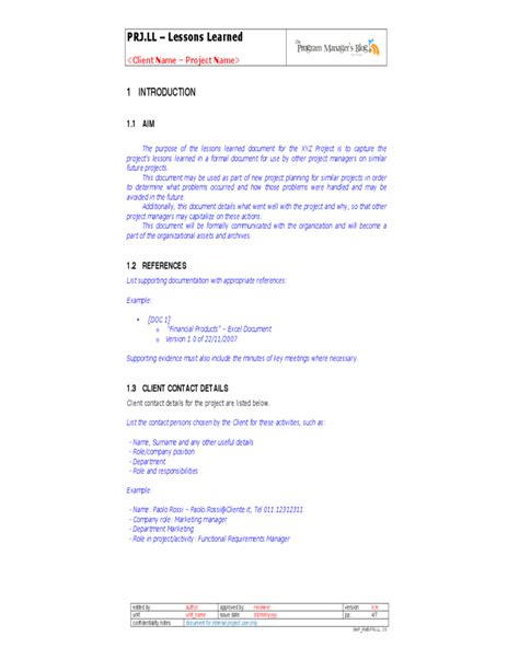 Image result for Lesson Learned Examples in Project