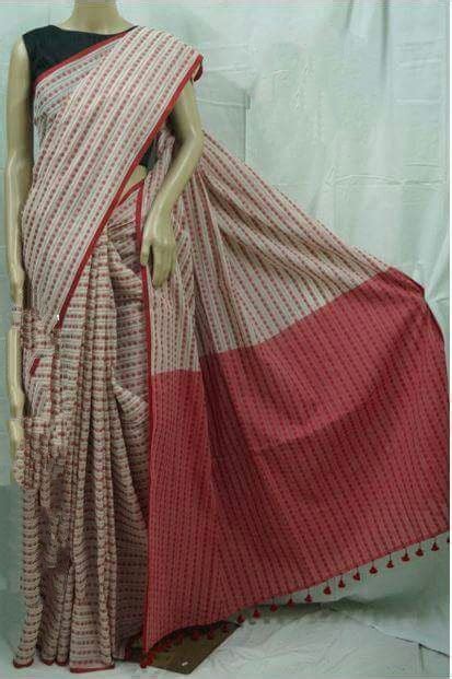 Beige Maroon Bengal Handloom Khadi Sarees – Dailybuyys
