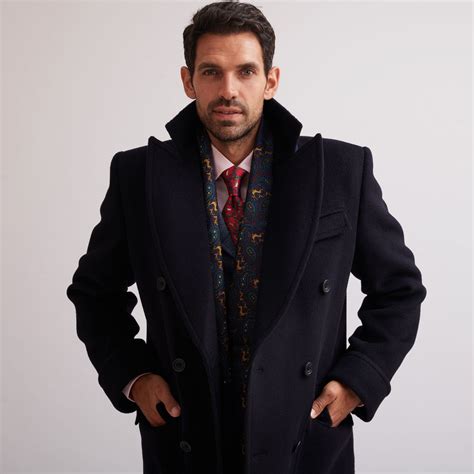 Navy Double Breasted Polo Coat | Men's Country Clothing | Cordings