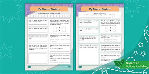 My Name in Numbers Activity (Ages 7 - 9)