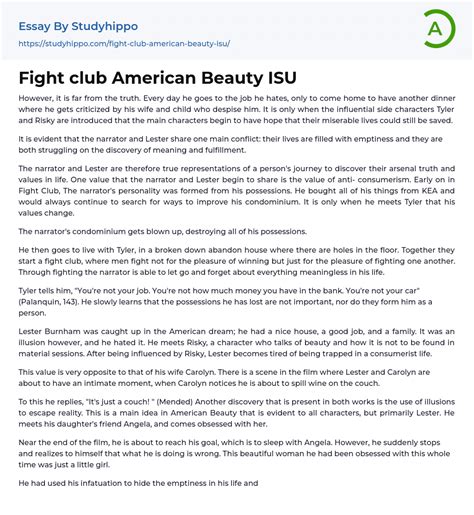 Fight club American Beauty ISU Essay Example | StudyHippo.com