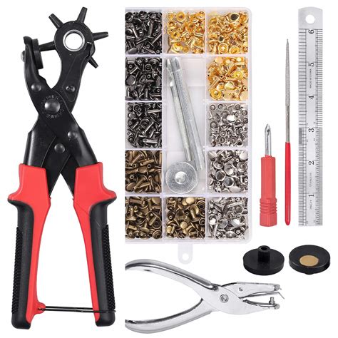 Buy CAMWAY Leather Hole Punch,6Size Revolving Punch Plier Kit Leather ...