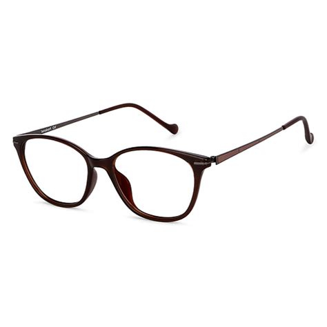 Buy Brown Gunmetal Full Rim Cat Eye Lenskart Air fusion LA E12695-C1 ...