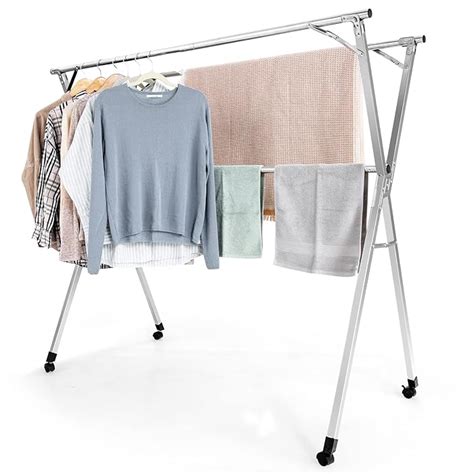 Buy Tangkula Clothes Drying Rack with Wheels, Freestanding Stainless ...