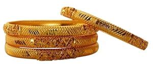 Buy SHINEORA Traditional Gold-Plated Bangles Set, Textured Design, Set ...