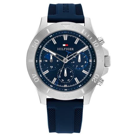 Buy Online Tommy Hilfiger Quartz Multifunction Blue Dial Blue Silicone ...