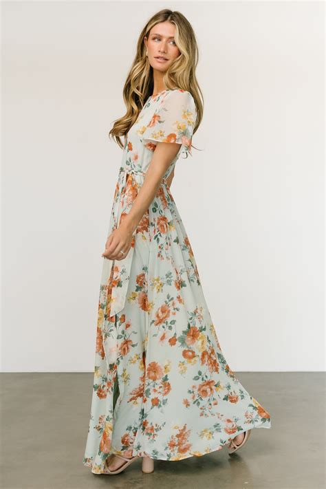 Naomi Short Sleeve Maxi Dress | Sage Floral | Baltic Born