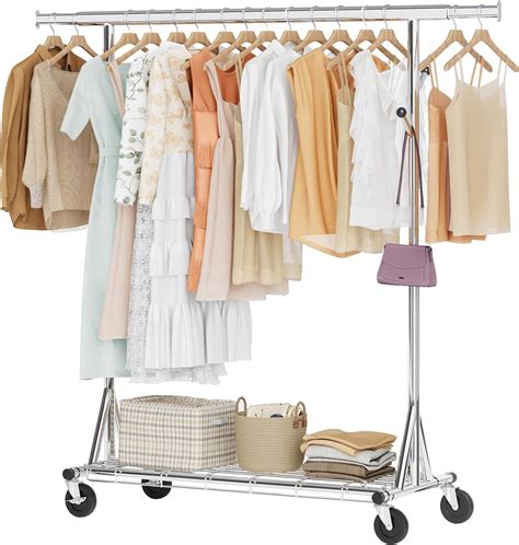 Amazon.com: Hoctieon One-Minute Assembly Clothes Rack, Foldable Rolling ...