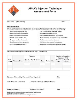 Fillable Online nmpharmacy Injection Technique Assessment Form v2015 ...