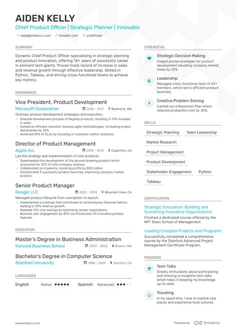 5 Chief Product Officer Resume Examples & Guide for 2024
