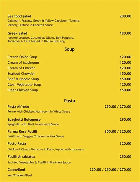 Menu at Kahawa, Kochi, Opposite Cochin Shipyard