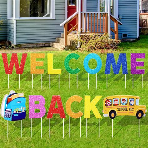 Amazon.com : Yexiya 13 Pcs Welcome Back to School Yard Signs Lawn ...
