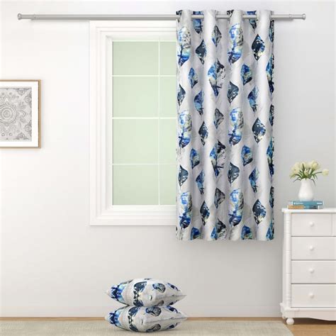 Buy SWAYAM Omega 1Pc Printed Room Darkening Window Curtain - White from ...