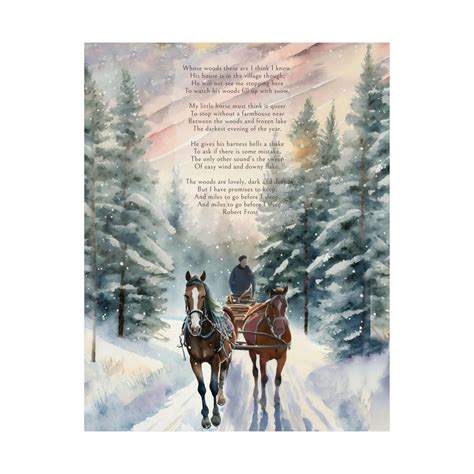 Stopping by the Woods, Poster, Snowy Evening, Frost, Horse, Winter ...