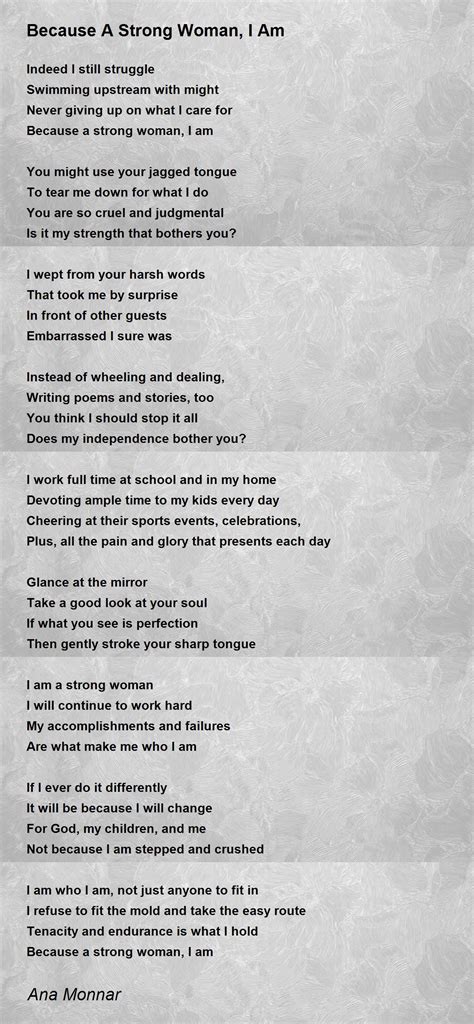 Because A Strong Woman, I Am Poem by Ana Monnar - Poem Hunter