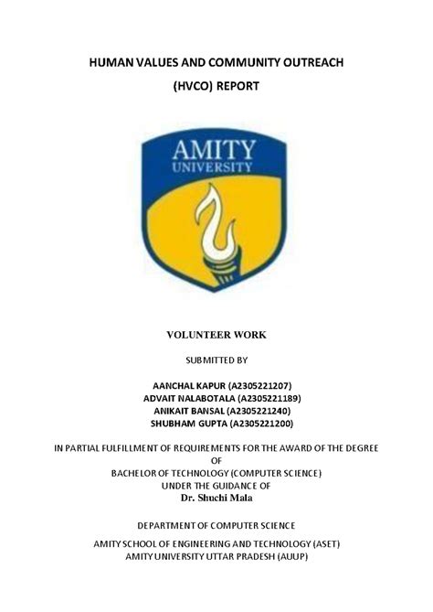 HVCO Final Report - HUMAN VALUES AND COMMUNITY OUTREACH (HVCO) REPORT ...