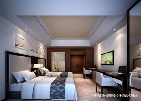 30万元酒店空间70平米装修案例_效果图 - 现代酒店客房 - 设计本