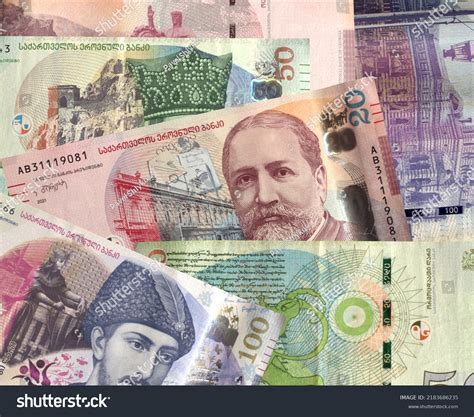 Collage Various Georgian Lari Banknotes Georgian Stock Photo 2183686235 | Shutterstock