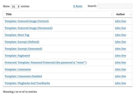 Image result for WordPress Content Table