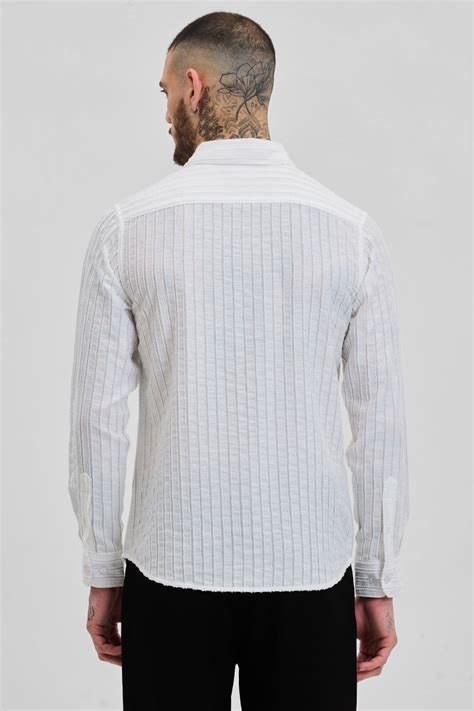 Buy Men's White Textured Slim Fit Shirts Online | Snitch – SNITCH