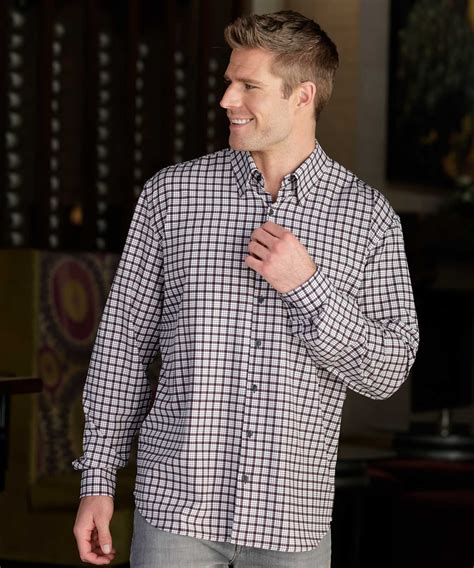 Westport No-Tuck Big & Tall Blk/Wht Plaid Stretch Sport Shirt ...