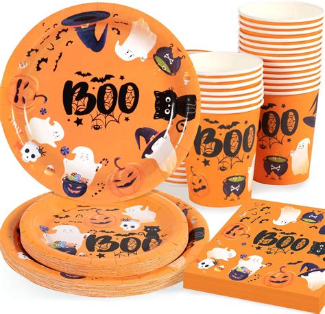 Amazon.com: Halloween Plates and Napkins Party Supplies - Serves 24 ...