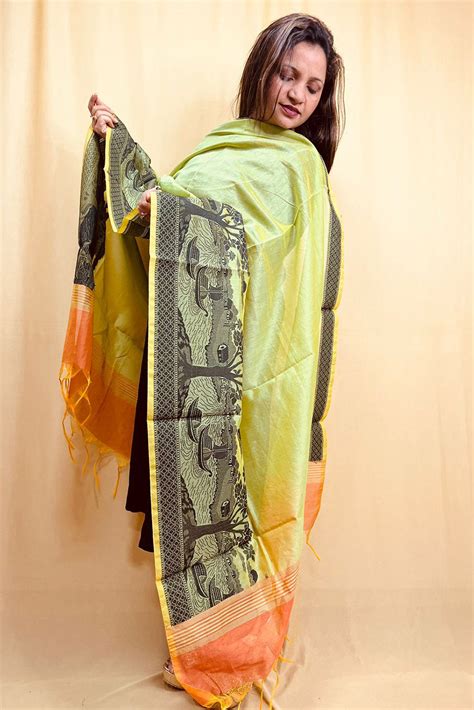 Green Banarasi Silk Dupatta