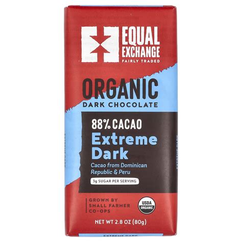 Equal Exchange, Organic Dark Chocolate, Extreme Dark, 88% Cacao, 2.8 oz ...