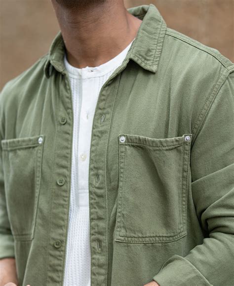 Green Textured Cotton Overshirt – Powerlook