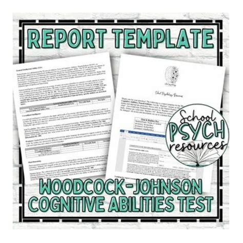 Woodcock Johnson Test of Cognitive Abilities WJ-COG Report Template ...