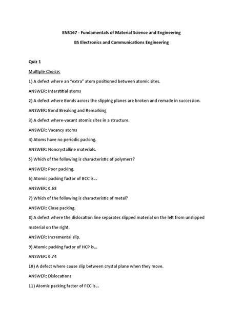 Image result for Material Engineering Crystal Structure Exam Question