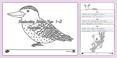 1-2 Australian Animals Handwriting and Mindfulness Booklet
