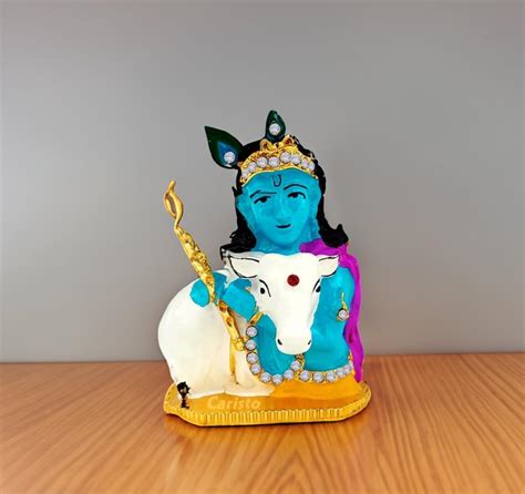Buy Airtick QHRI0337-11 Krishna/kahna Face with Cow and Basuri Idol ...