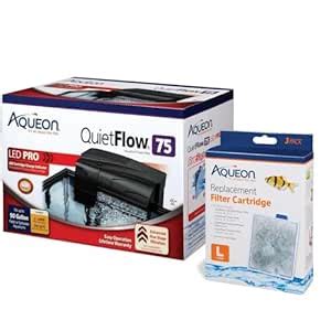 Aqueon QuietFlow 75 Power Filter 400GPH Plus 3-Replacement Filter ...
