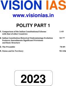 Vision IAS Polity General Studies Printed Notes English Medium Set Of 6 ...