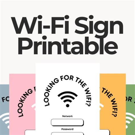 Wifi Sign Printable, Editable Wifi Password Sign Template, Modern Wifi ...