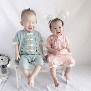 2020宝宝夏款中国风汉服婴儿复古百日拍照服装新生儿短袖哈衣爬服-阿里巴巴