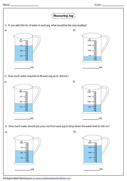 Image result for Fun Worksheet for Measuring Capacity