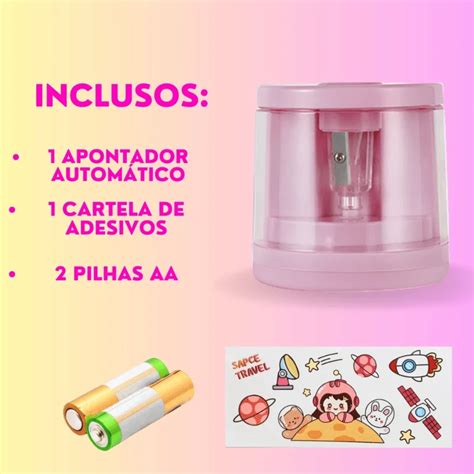 Apontador de Lápis Elétrico Criança Escola à pilha com 3 lâminas ...