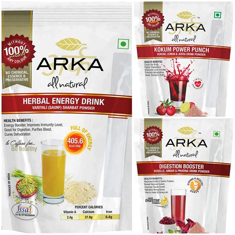 Buy Arka All Natural Combo Pk Of 3 Digestion Booster + al Energy Drink ...