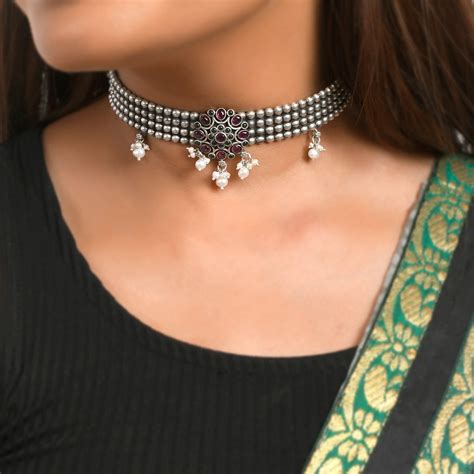 Chitrangada Pure Silver Necklace – Meera Jaipur